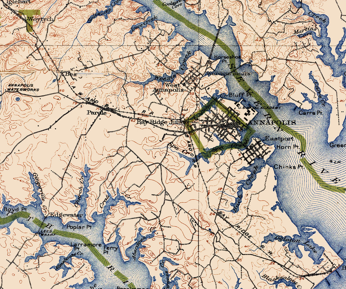 1917 Map of Anne Arundel County Maryland