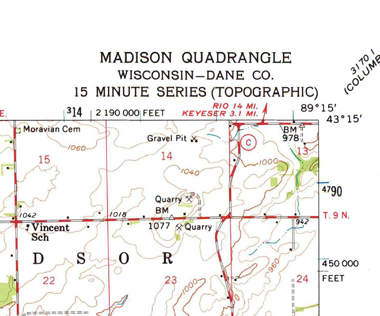 1959 Topo Map of Madison Wisconsin Quadrangle Lake Mendota Monona