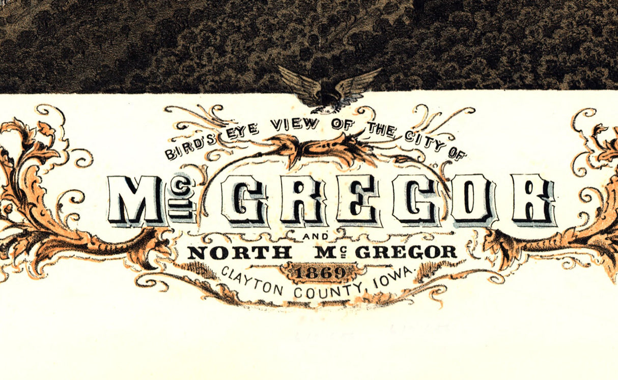 1869 Panoramic Map of McGregor Clayton County Iowa