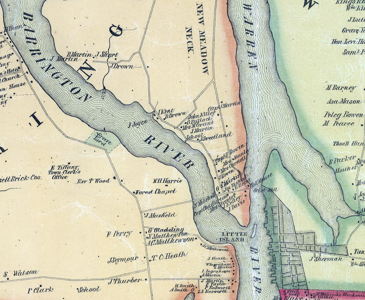 1851 Map of Bristol County Rhode Island