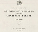 1883 Nautical Map of San Carlos Bay to Lemon Bay Florida Charlotte Harbor Sanibel Captiva