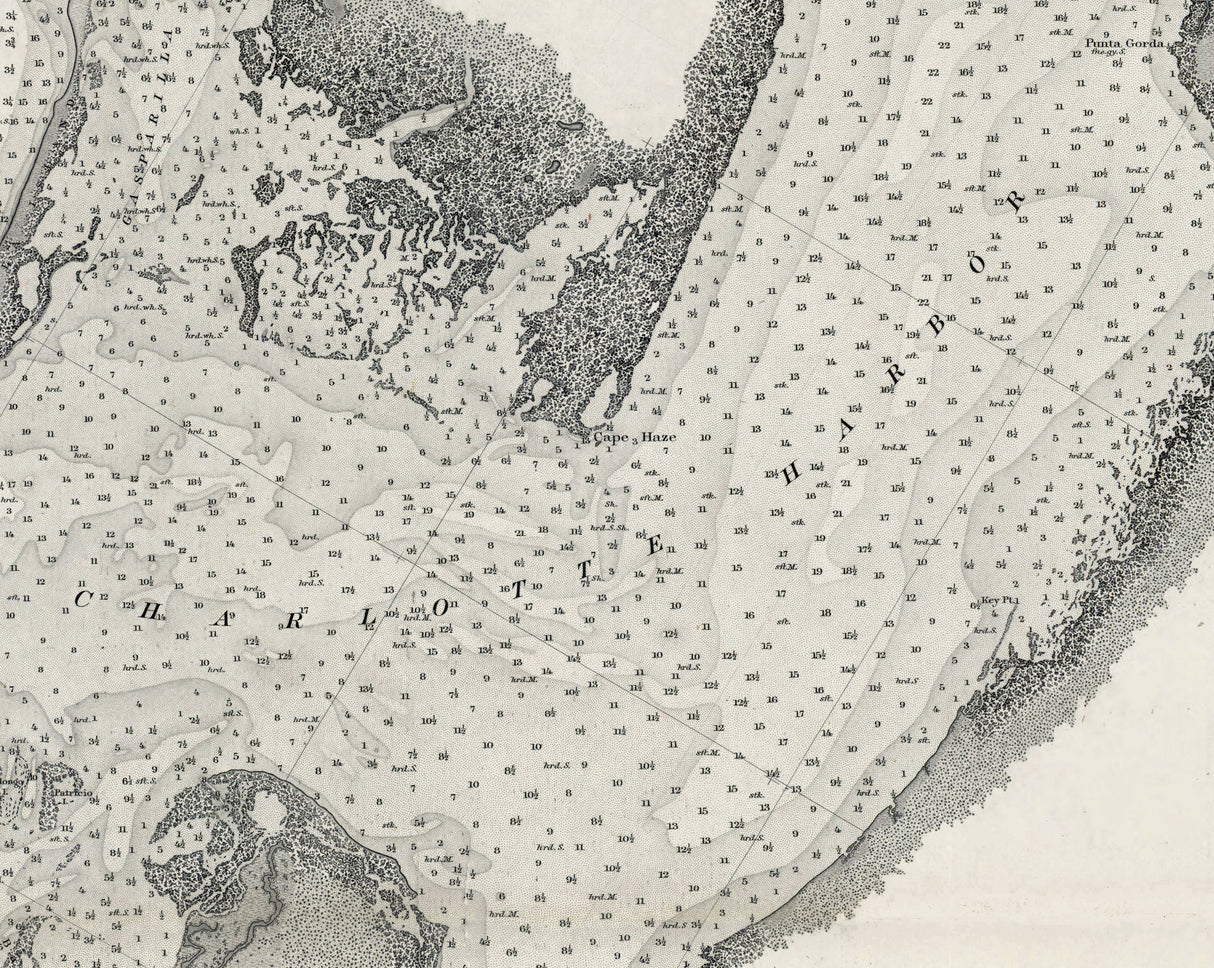 1883 Nautical Map of San Carlos Bay to Lemon Bay Florida Charlotte Harbor Sanibel Captiva