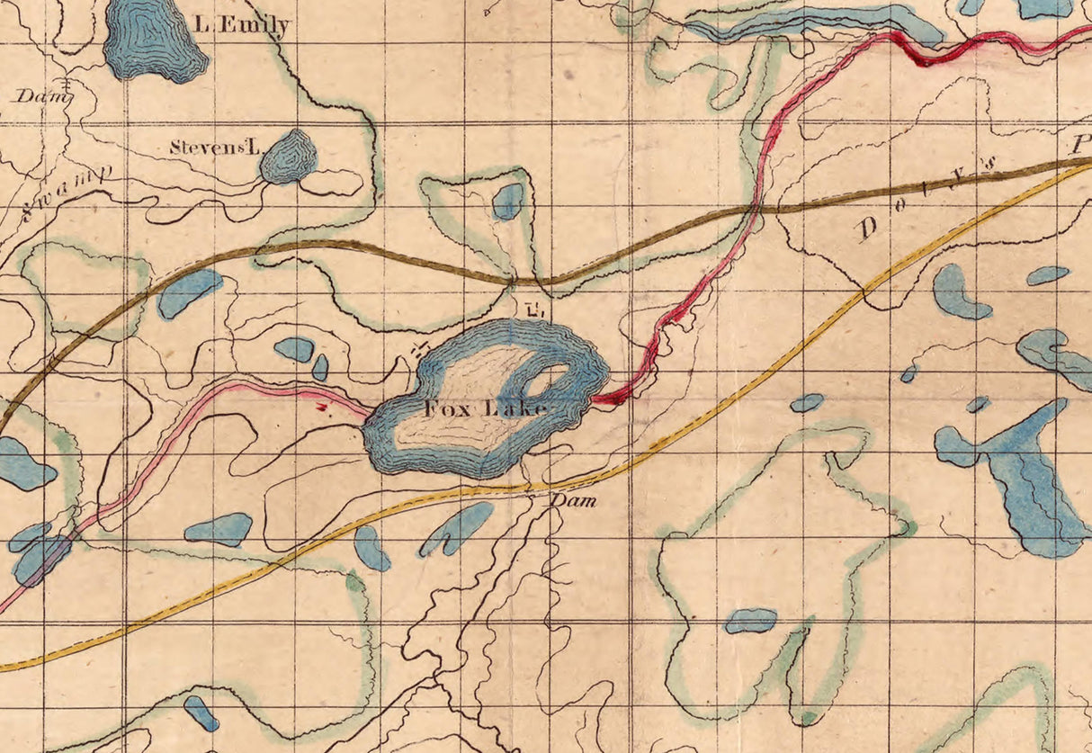 1839 Map of the Neenah or Fox River Wisconsin and Canals