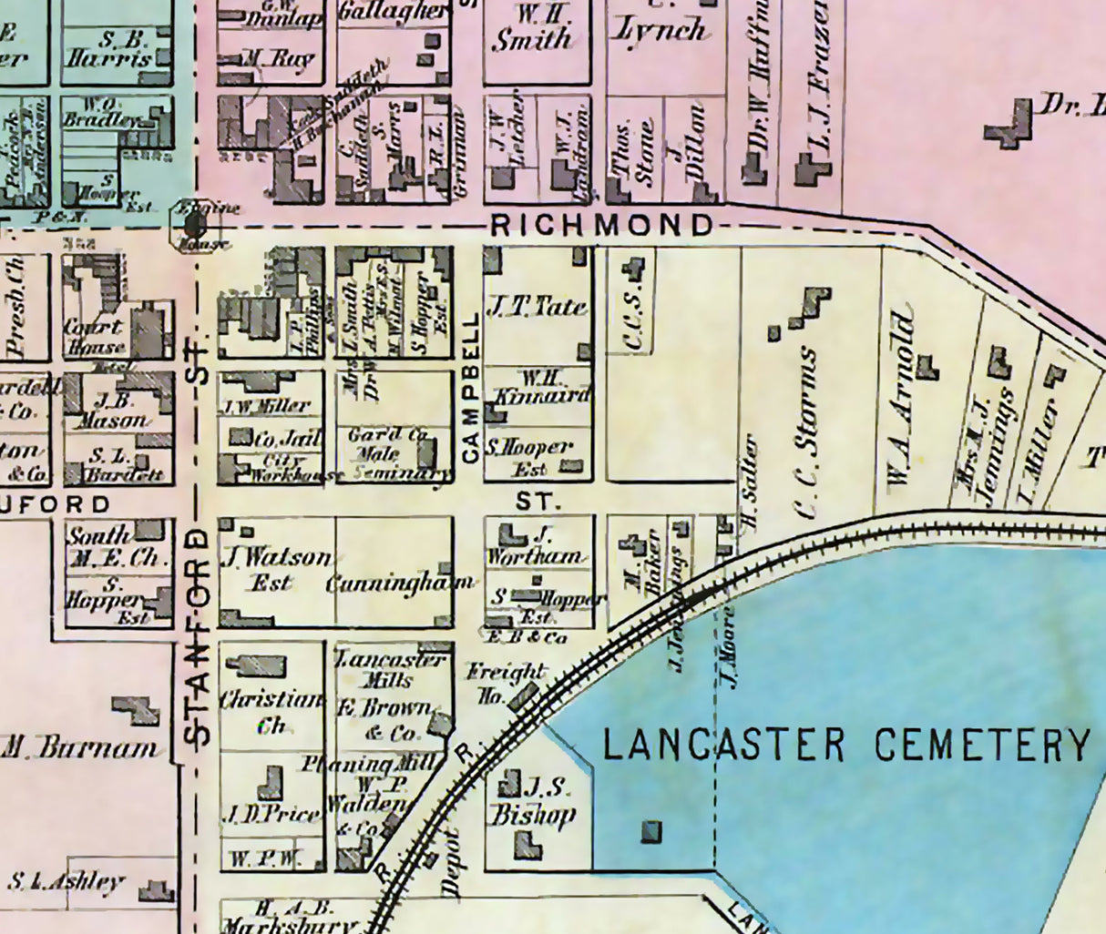 1879 Map of Lancaster Garrard County Kentucky