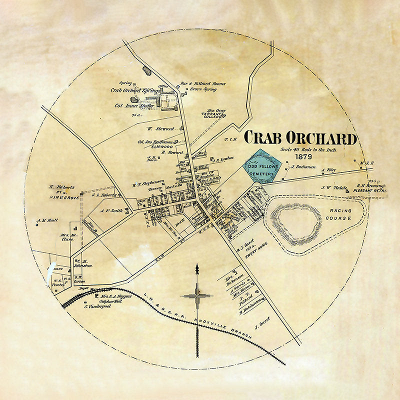 1879 Map of Crab Orchard Lincoln County Kentucky