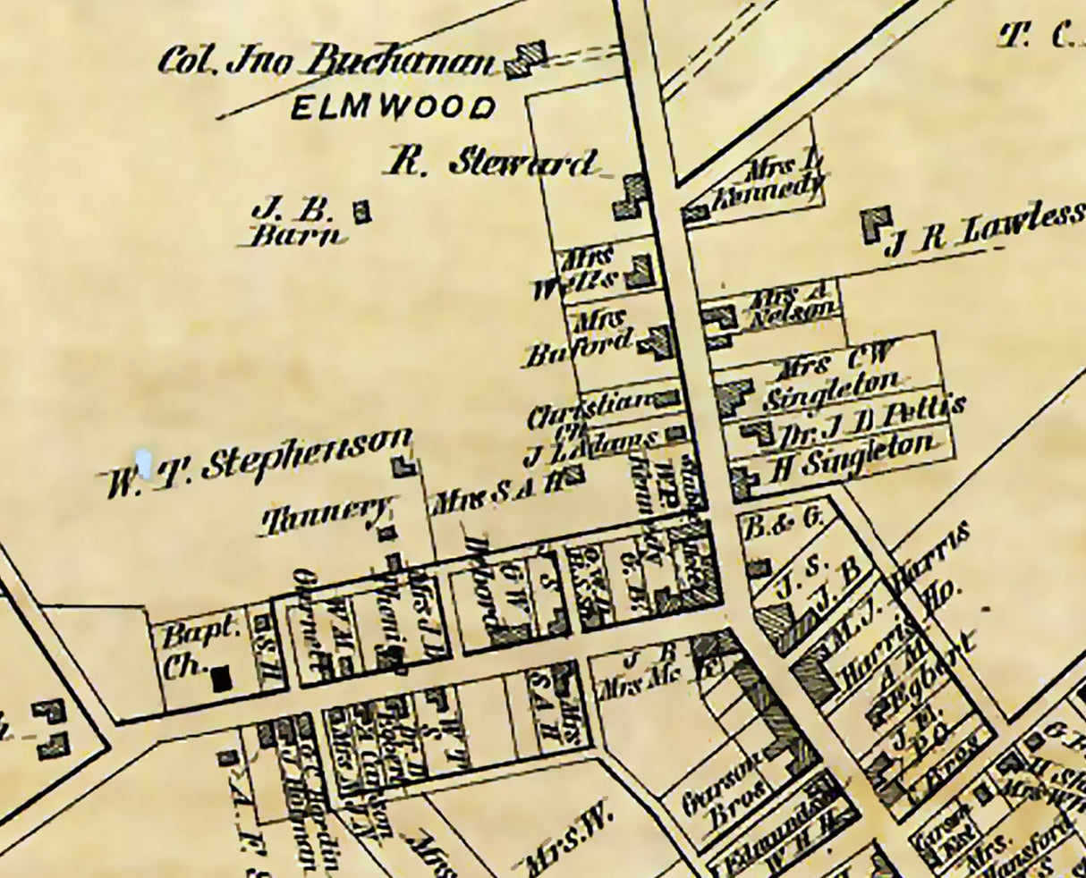 1879 Map of Crab Orchard Lincoln County Kentucky