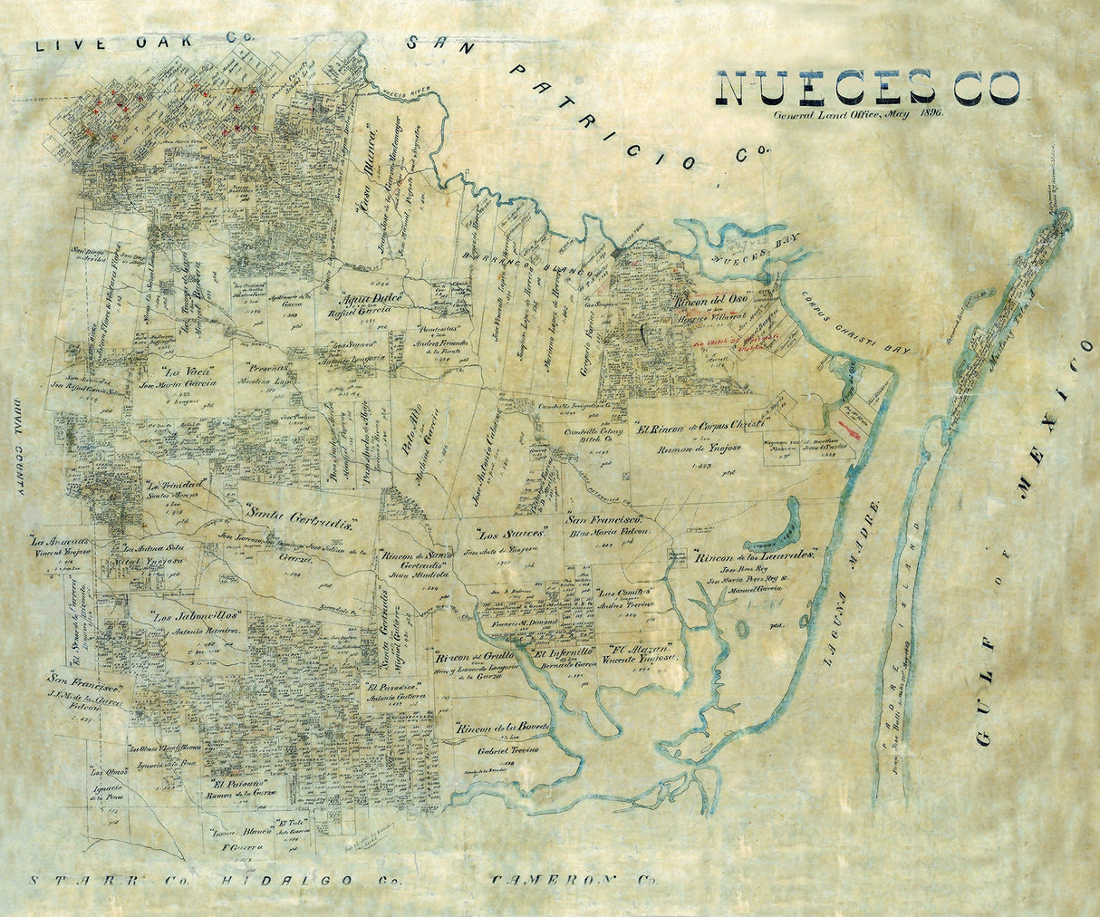 1896 Map of Nueces County Texas