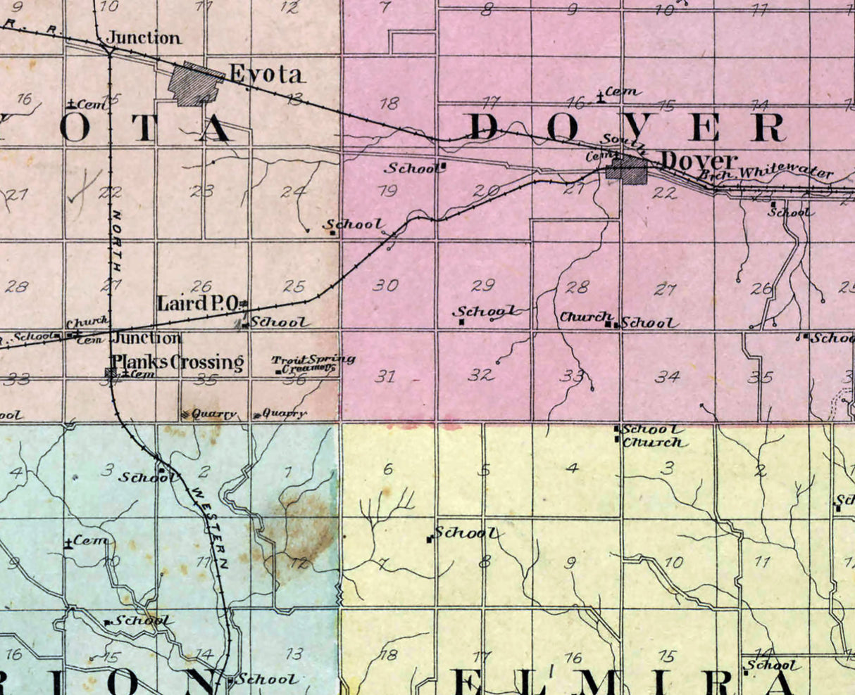 1896 Map of Olmsted County Minnesota