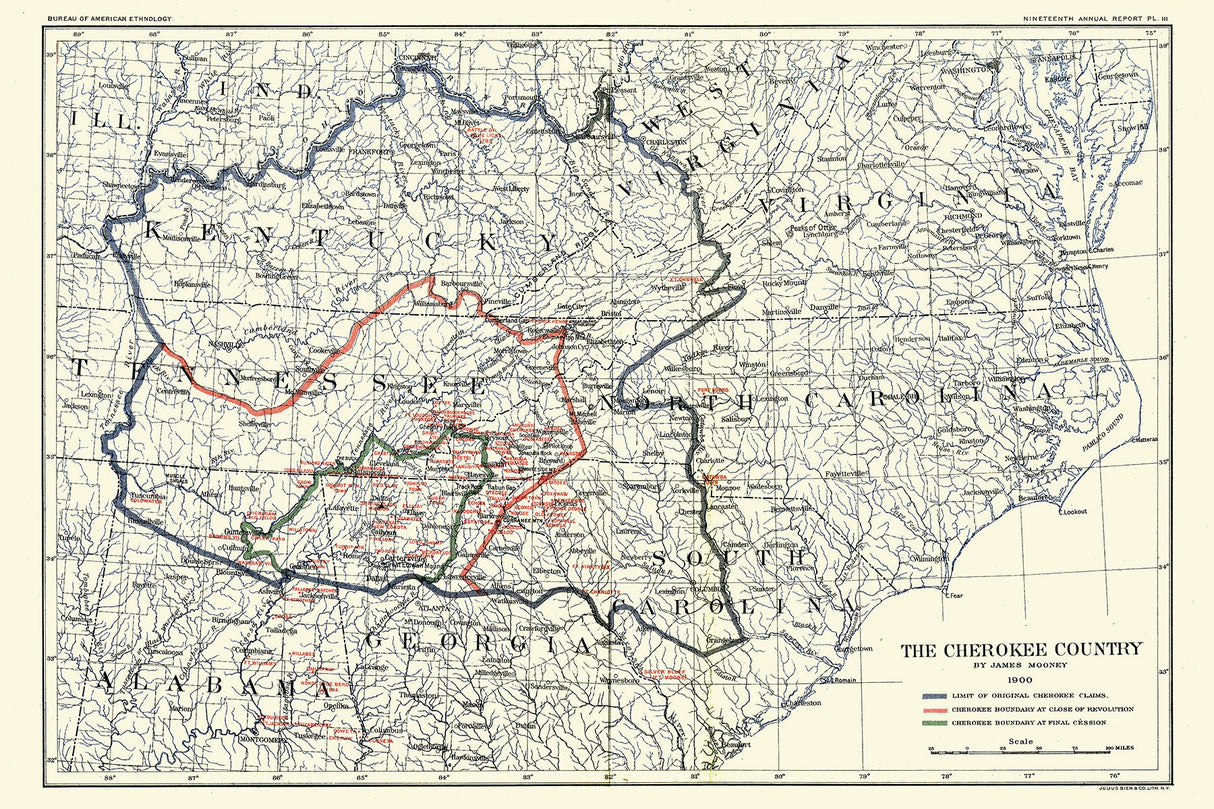 1900 Map of The Cherokee Country