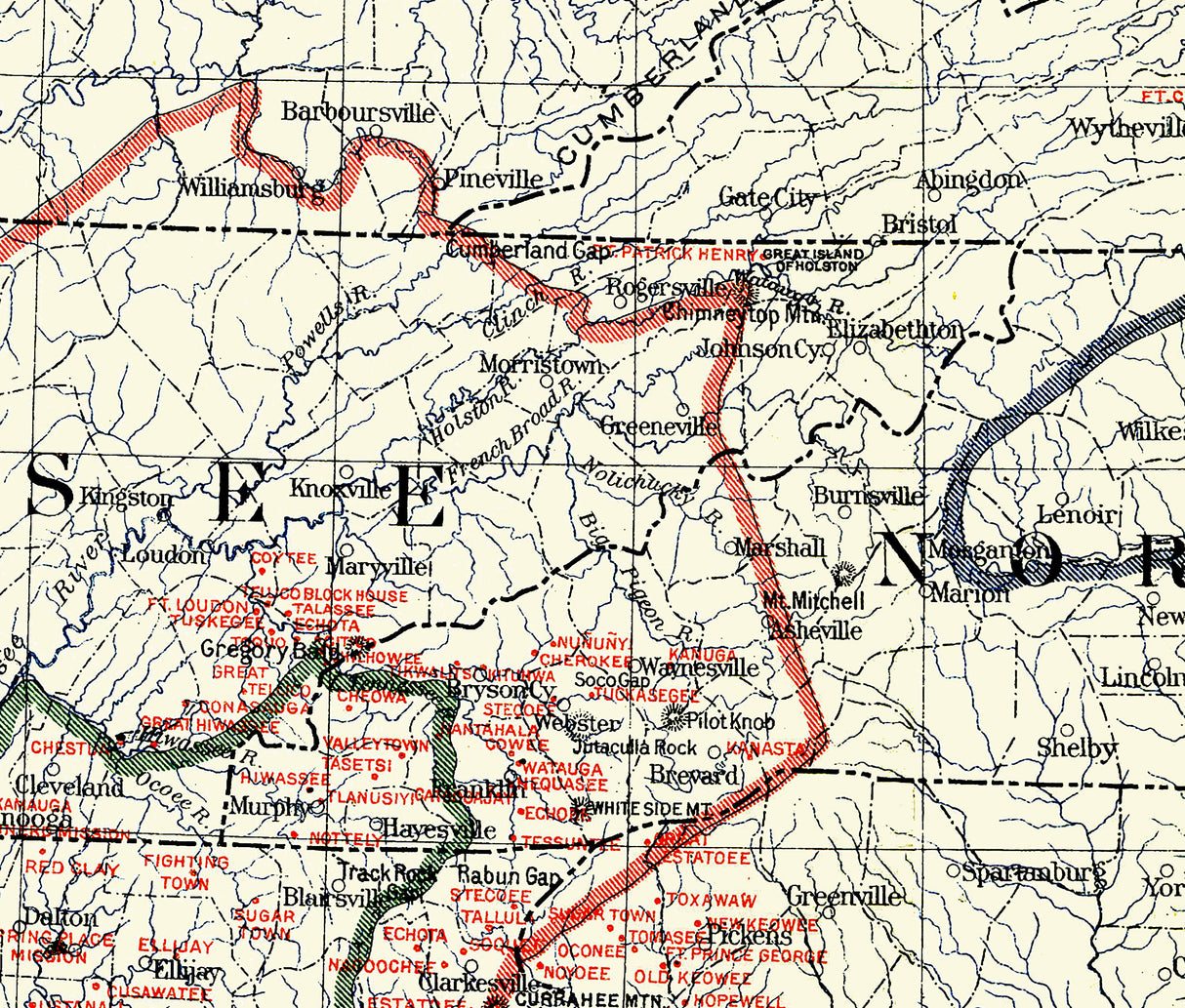 1900 Map of The Cherokee Country