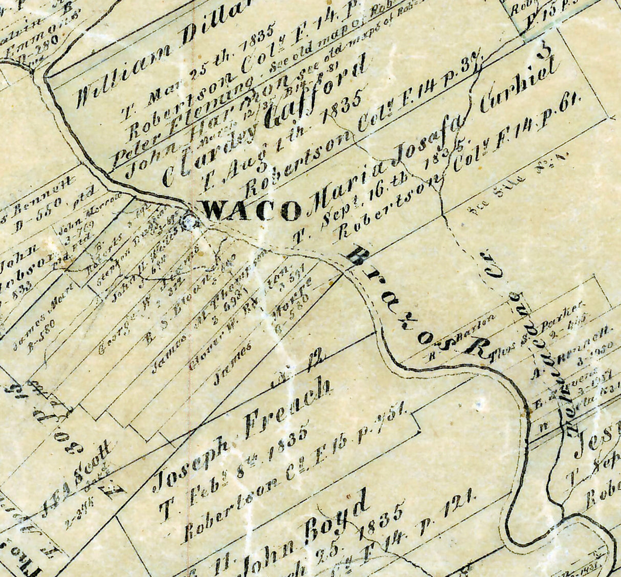 1855 Map of McLennan County Texas