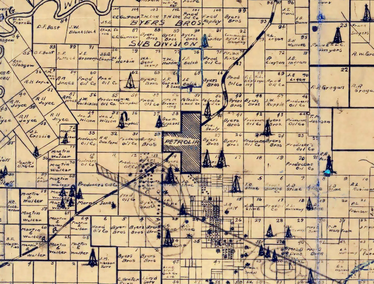 1921 Map of Clay County Texas Oil and Gas Wells