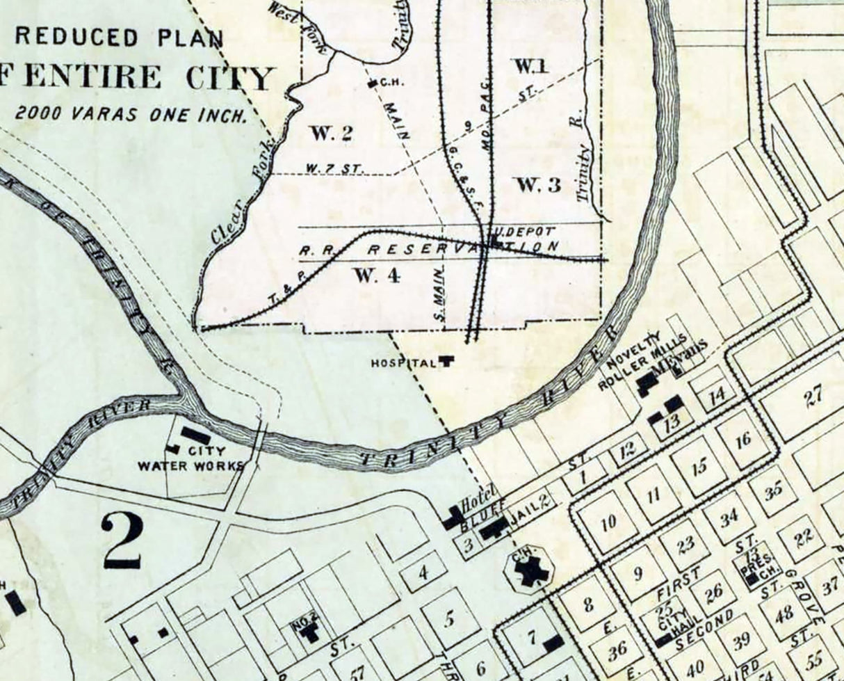 1885 Map of Fort Worth Texas