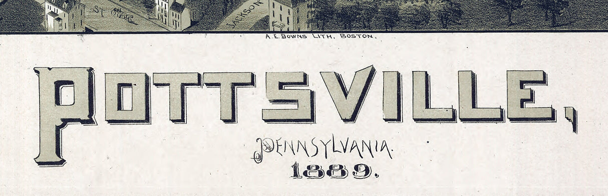 1889 Panoramic Map of Pottsville Pennsylvania