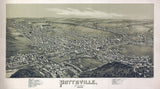 1889 Panoramic Map of Pottsville Pennsylvania
