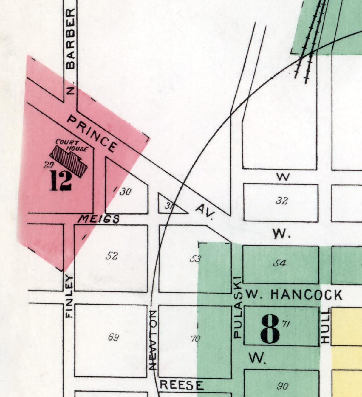 1898 Town Map of Athens Clark County Georgia