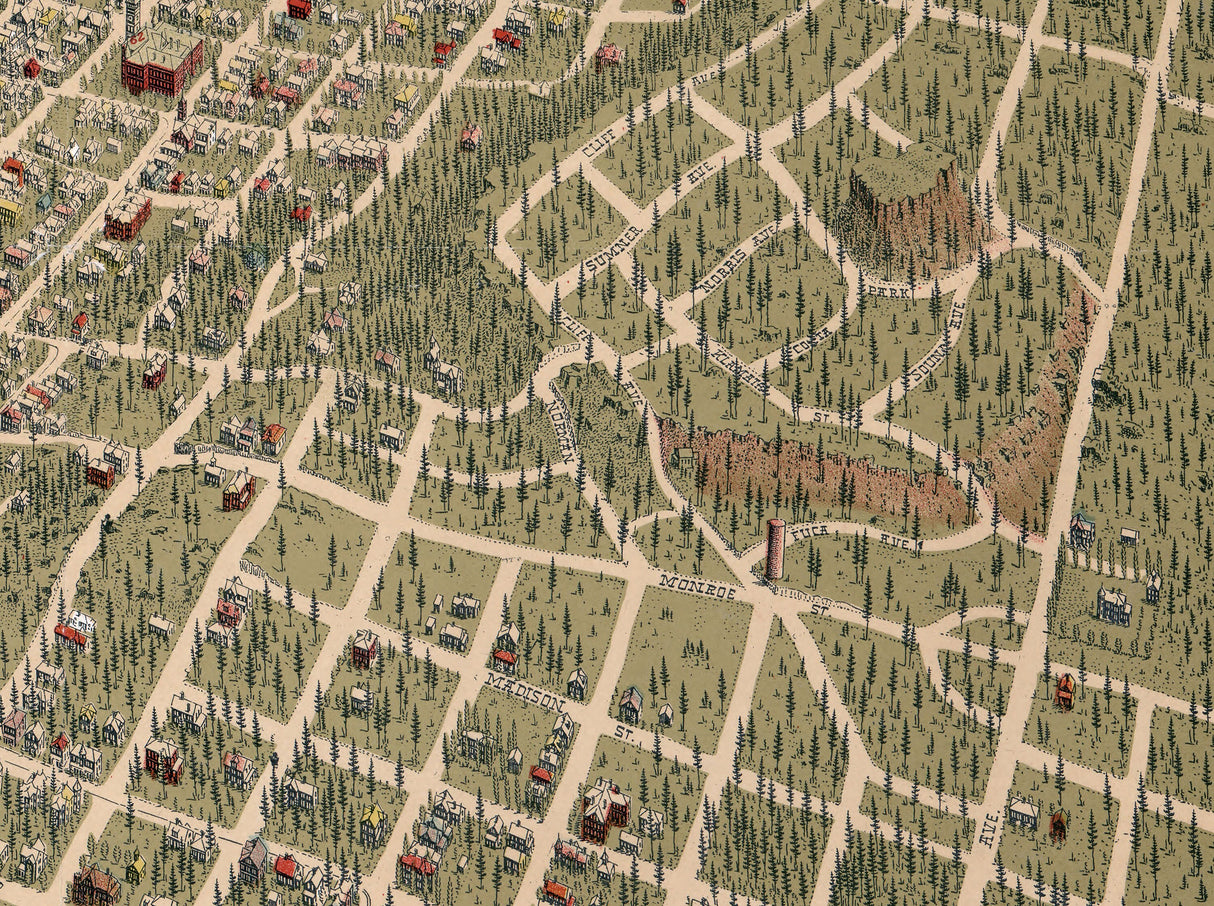 1905 Panoramic Map of Spokane Washington