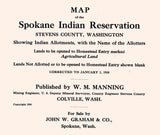 1910 Map of Spokane Indian Reservation Stevens County Washington