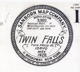 1922 Town Map of Twin Falls Idaho