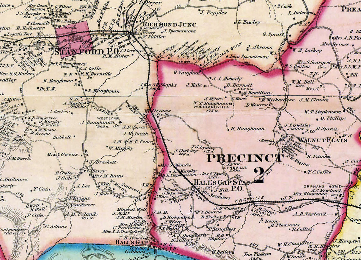 1879 Map of Garrard and Lincoln County Kentucky