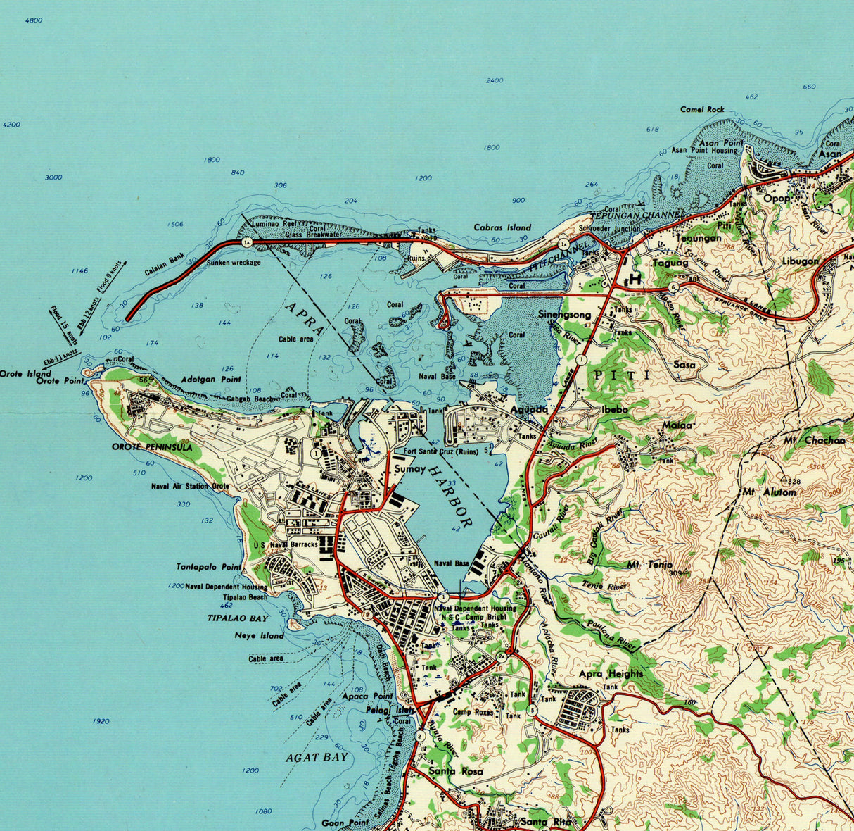 1965 Topo Map of Island of Guam