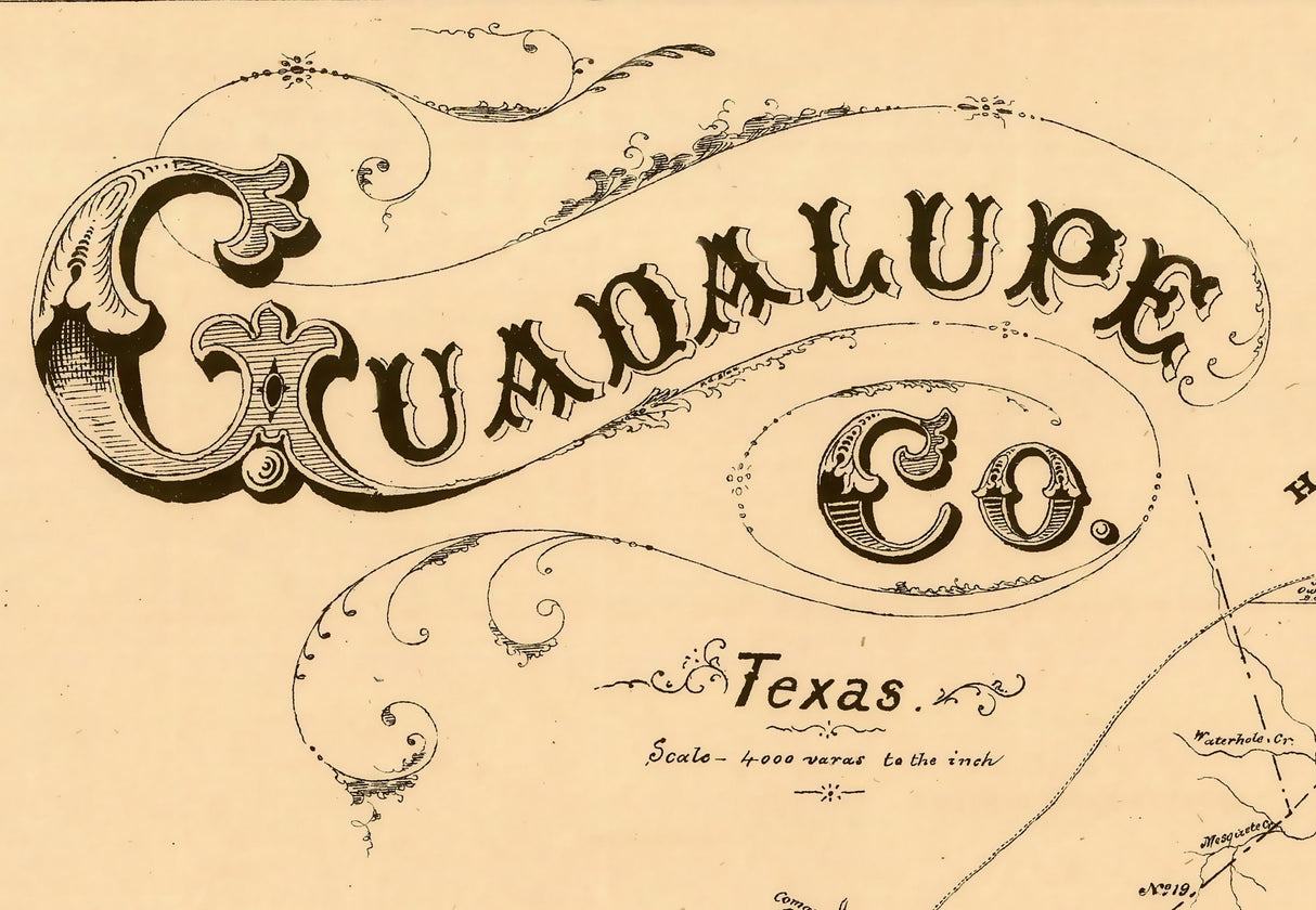 1880 Map of Guadalupe County Texas