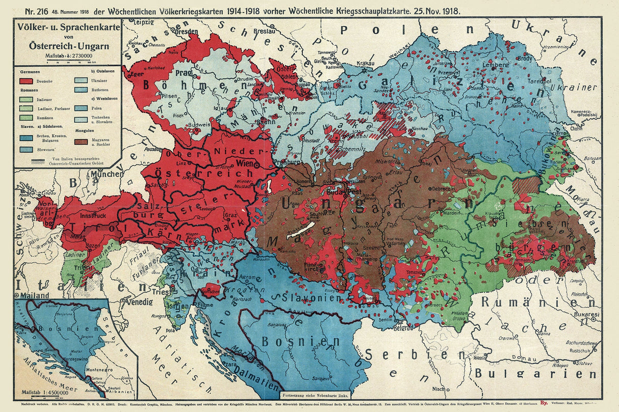 1918 Map of Austria Ethnology