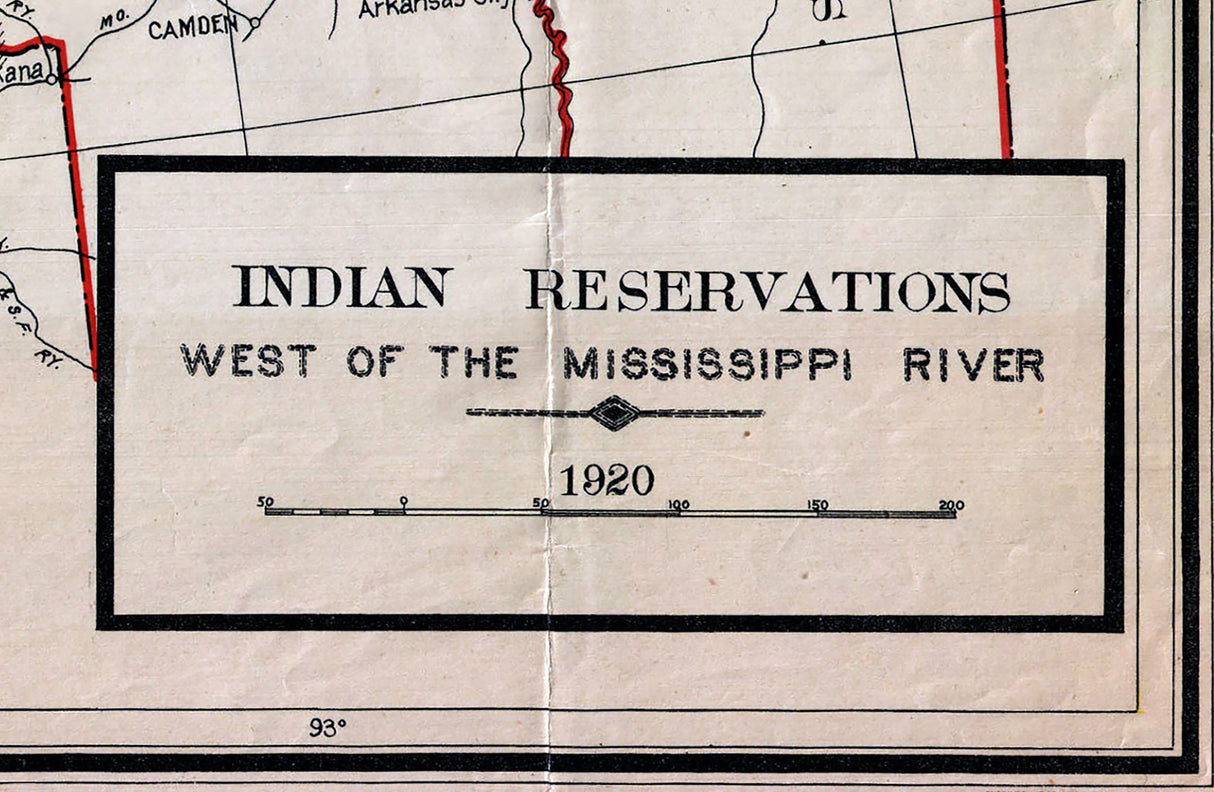 1920 Map of Indian Reservations West of the Mississippi River