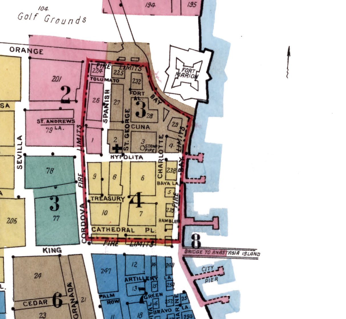 1917 Town Map of Saint Augustine Florida