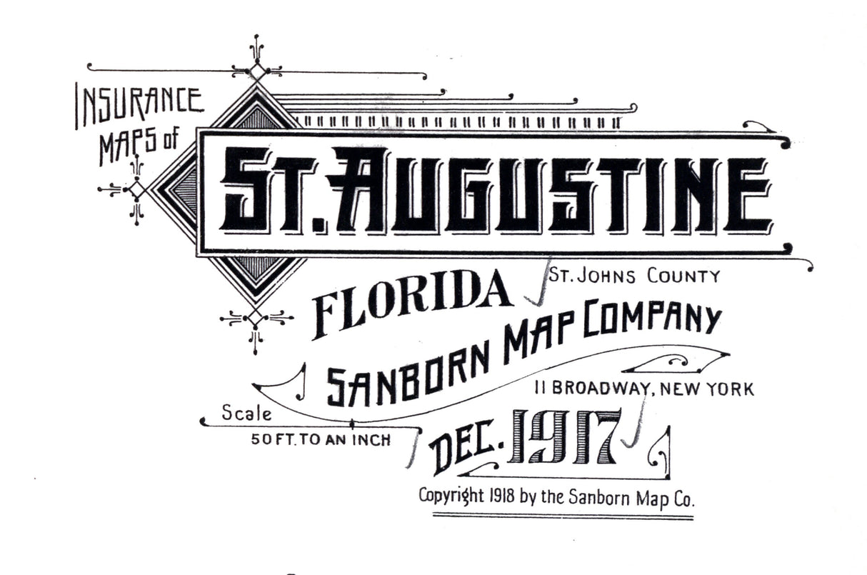 1917 Town Map of Saint Augustine Florida