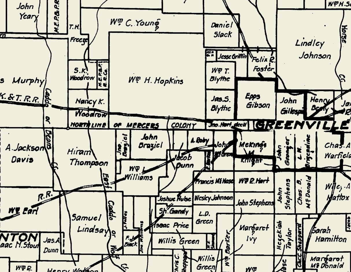 1920 Farm Line Map of Hunt County Texas