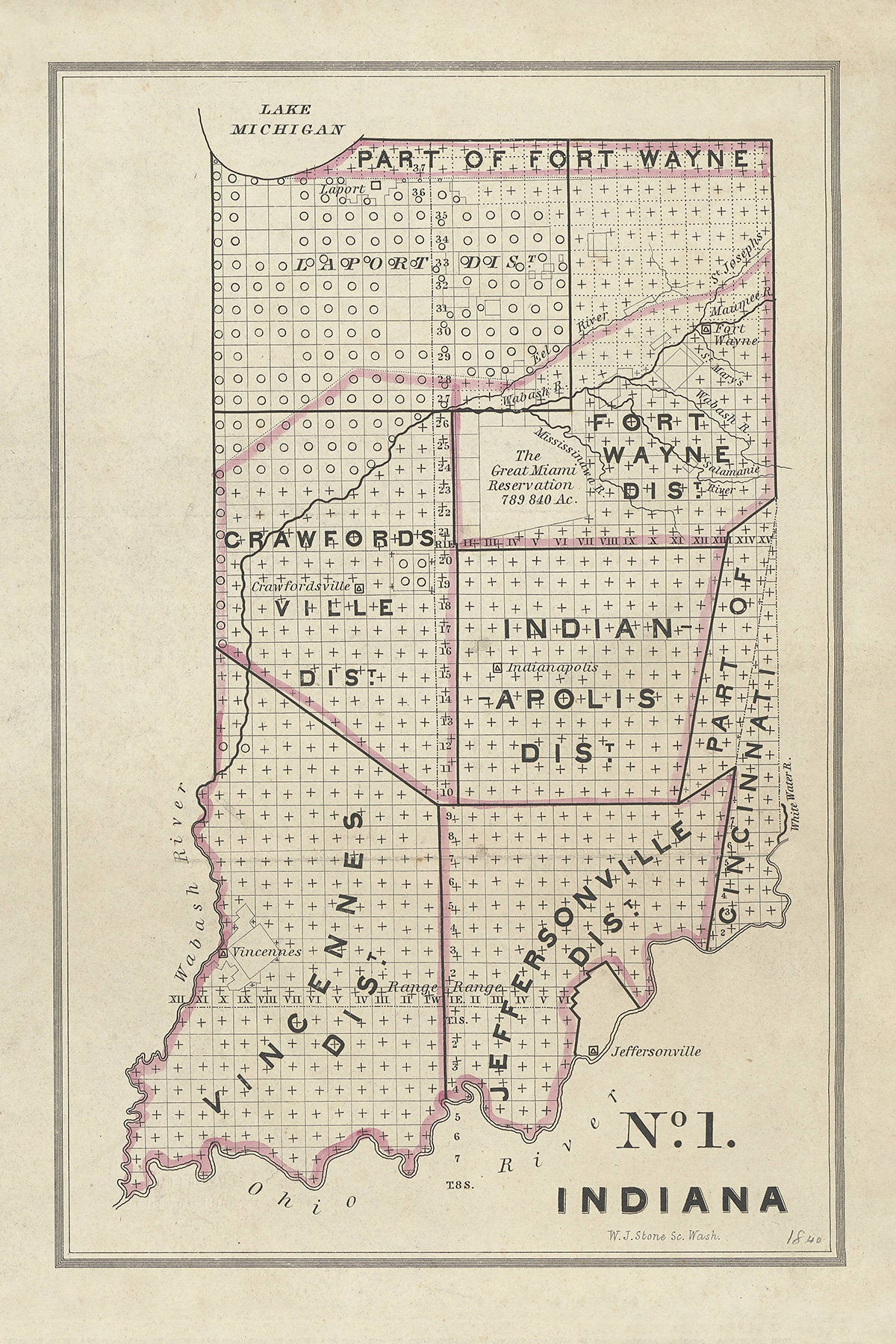 1840 Map of Indiana