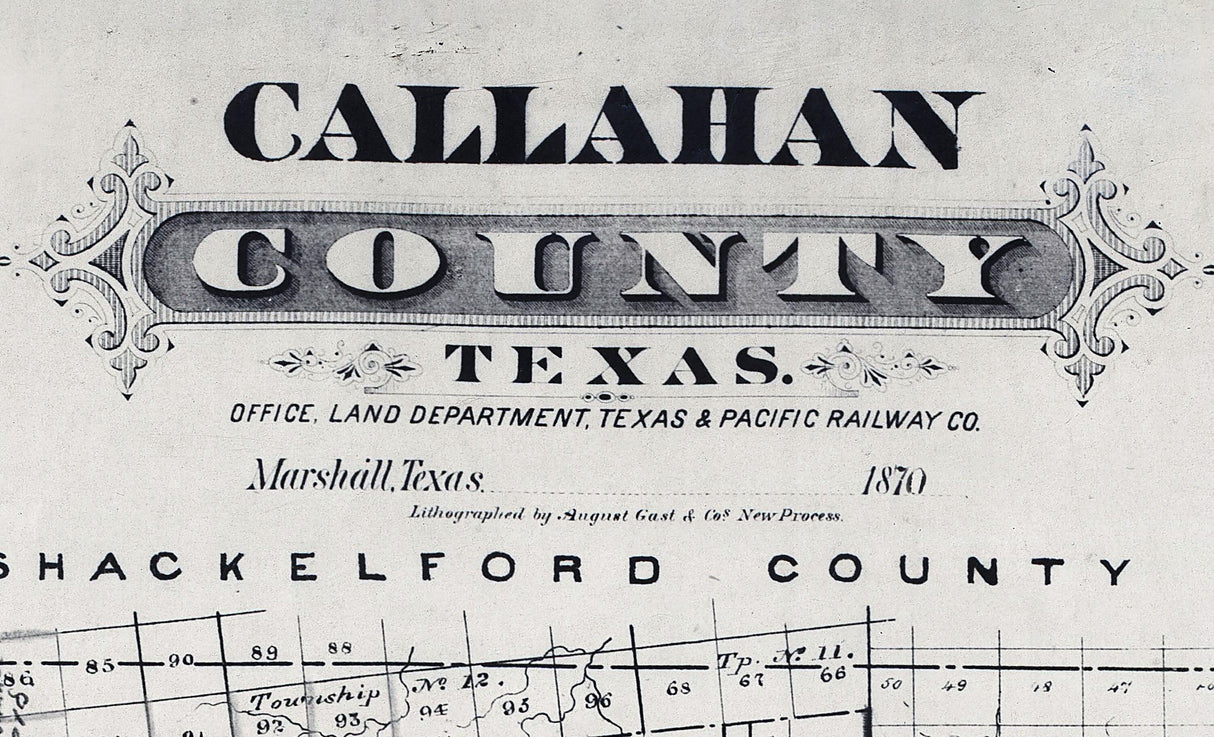 1870 Map of Callahan County Texas