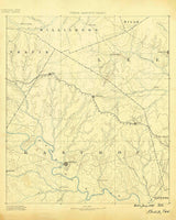 1885 Topo Map of Bastrop County Texas