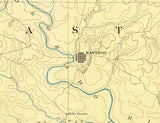 1885 Topo Map of Bastrop County Texas