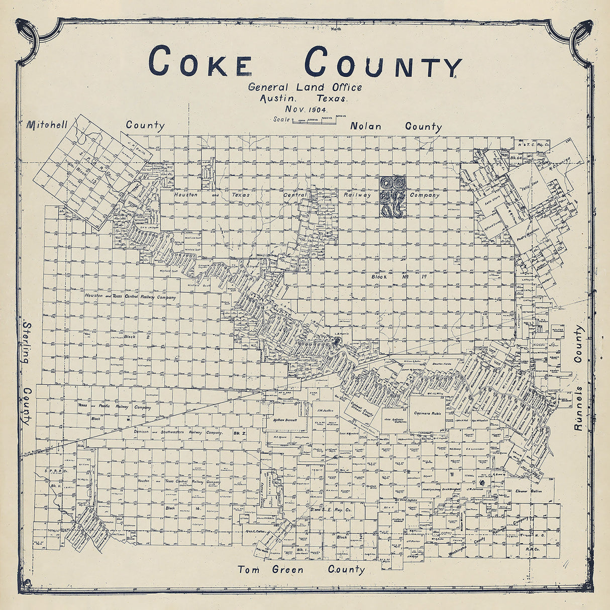 1904 Map of Coke County Texas