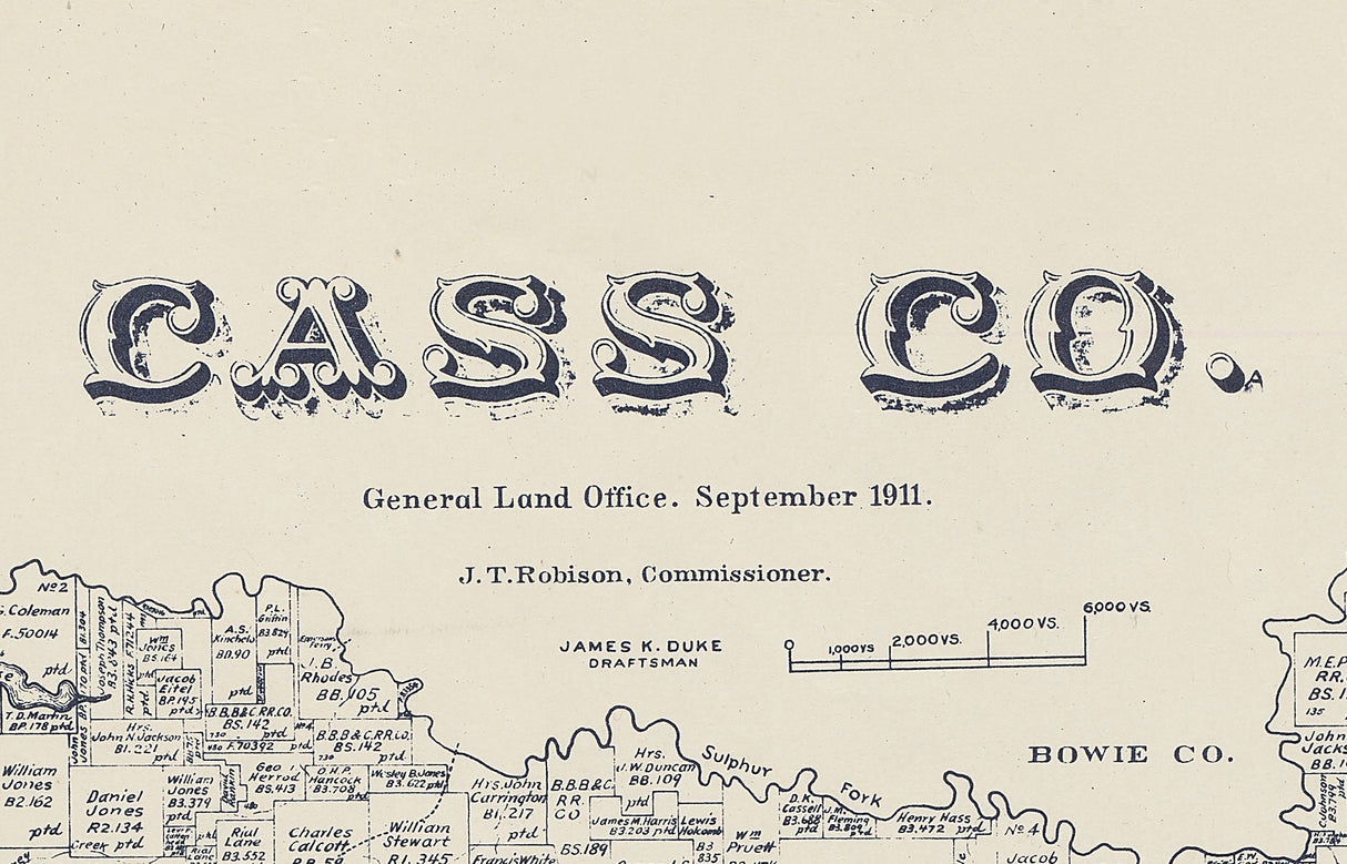 1911 Map of Cass County Texas