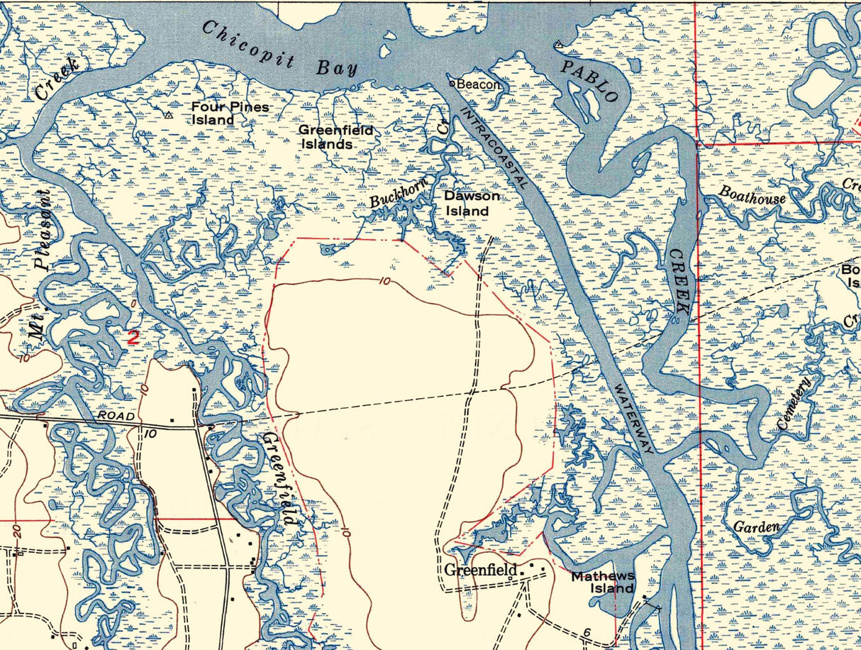 1949 Topo Map of Jacksonville Beach Florida