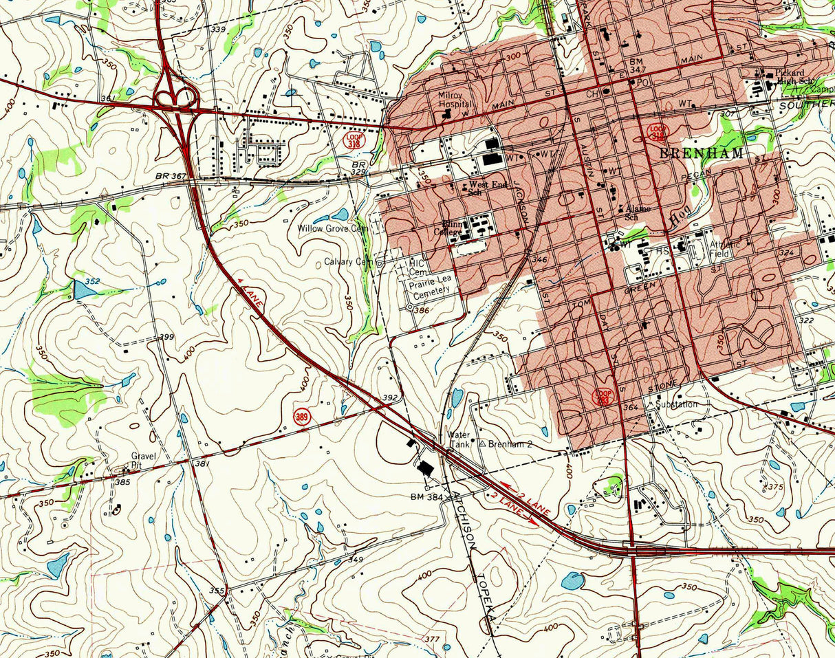 1984 Topo Map of Brenham Texas