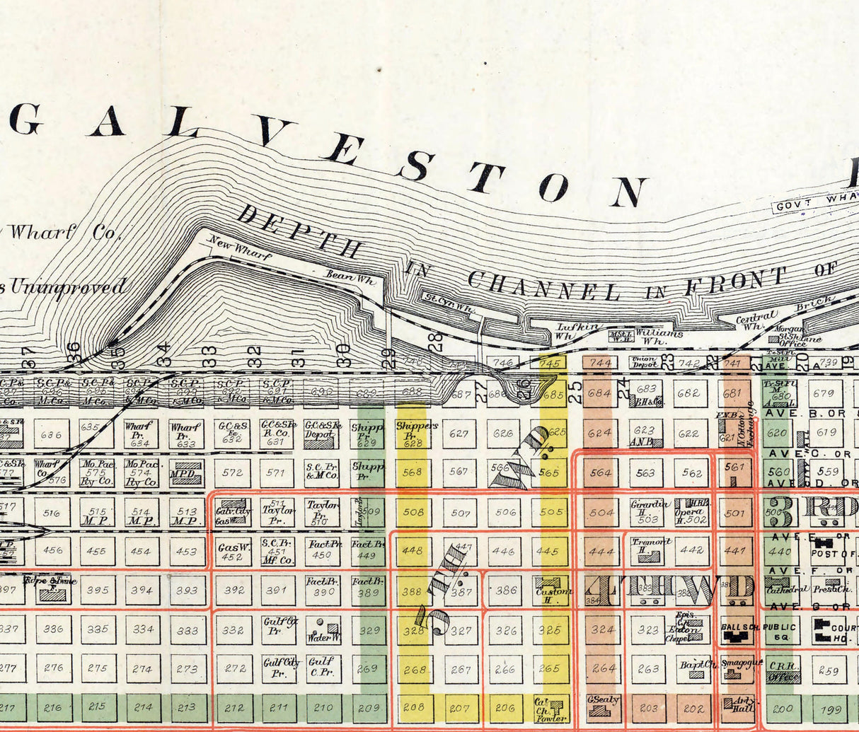 1890 Map of Galveston Texas