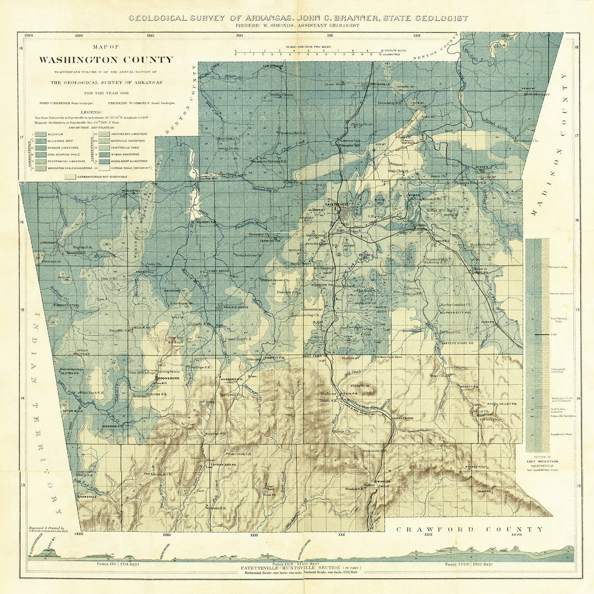 1888 Map of Washington County Arkansas