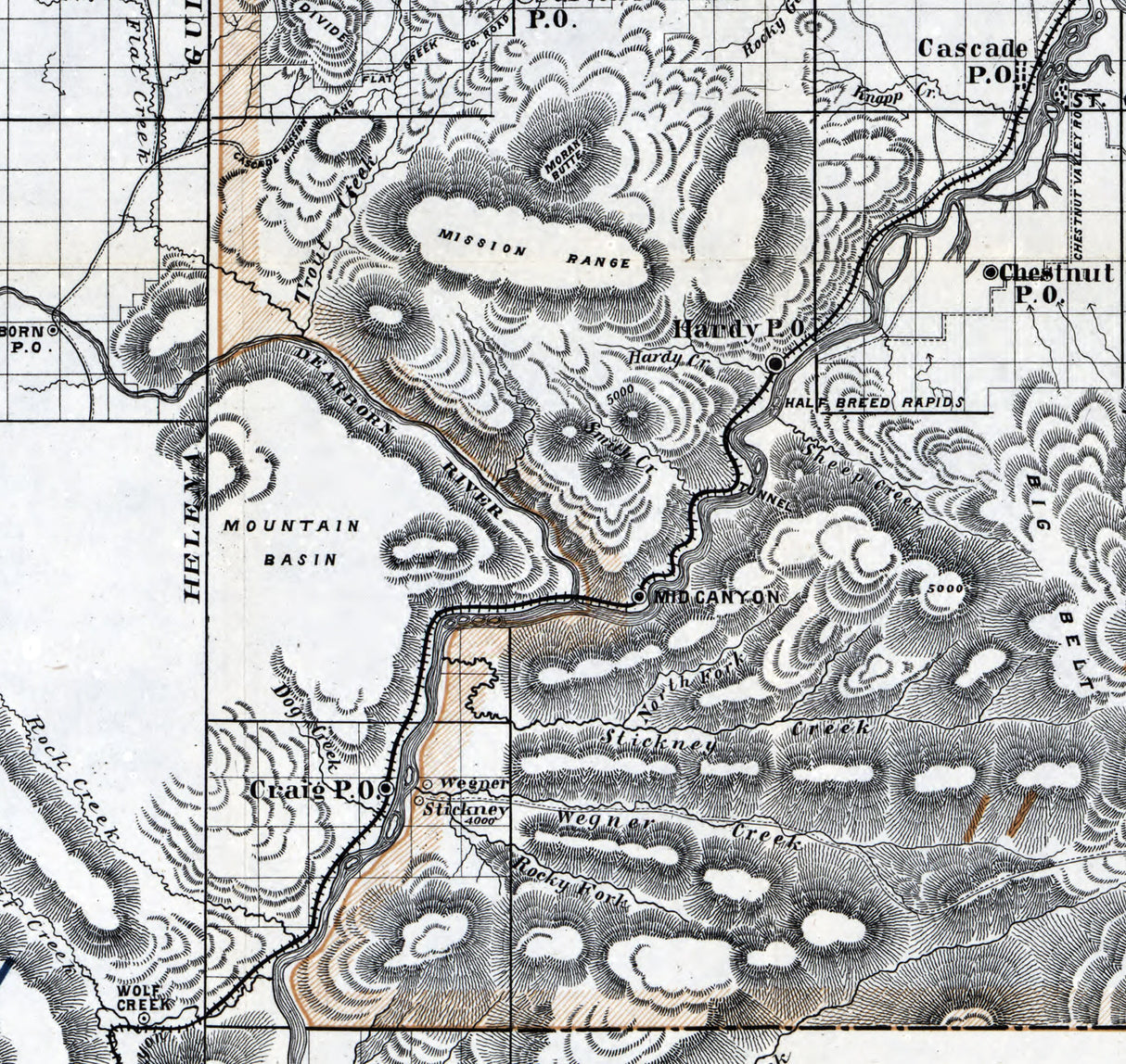 1890 Map of Cascade County Montana