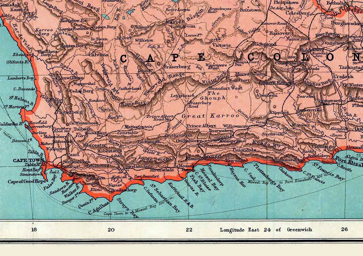 1910 Map of Central and South Africa