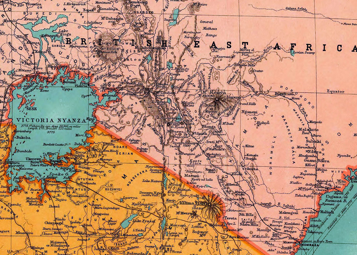 1910 Map of Central and South Africa