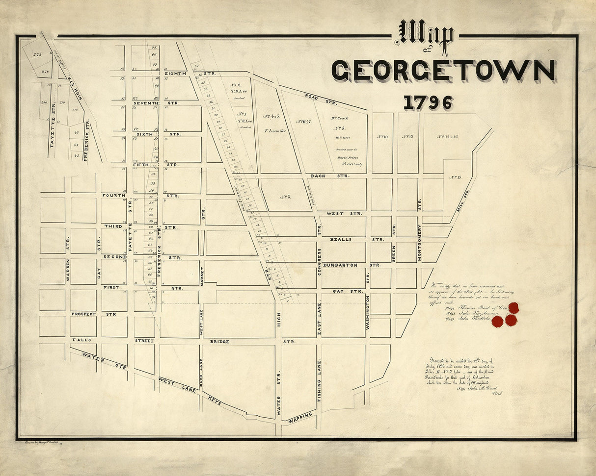 1796 Map of Georgetown Washington DC