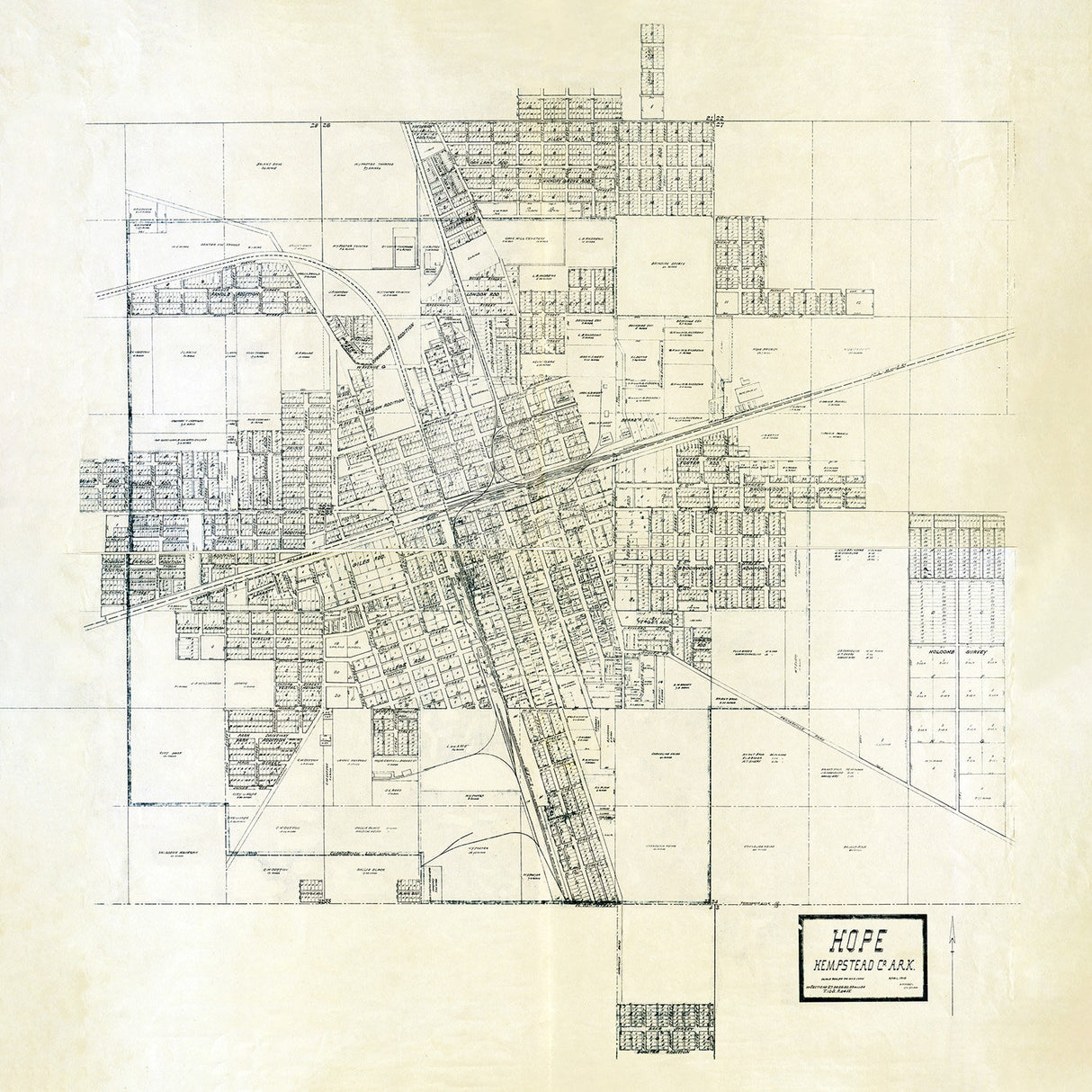 1916 Map of Hope Hempstead County Arkansas