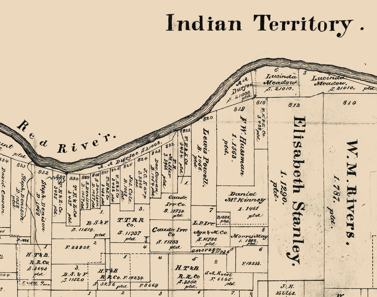 1889 Farm Line Map of Wichita County Texas