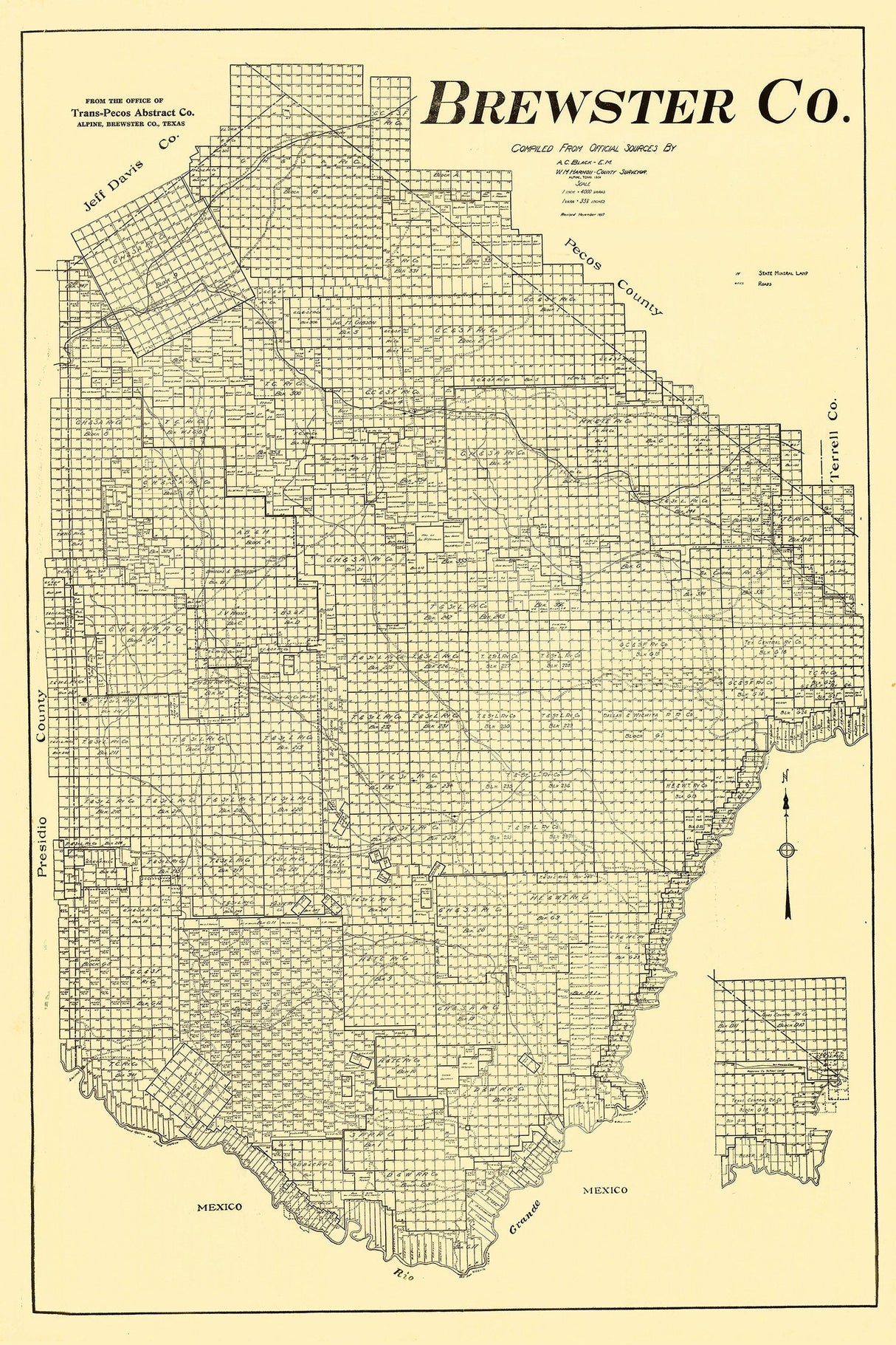 1920 Map of Brewster County Texas