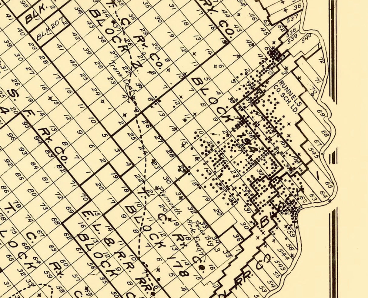 1920s Map of Pecos County Texas Oil Field