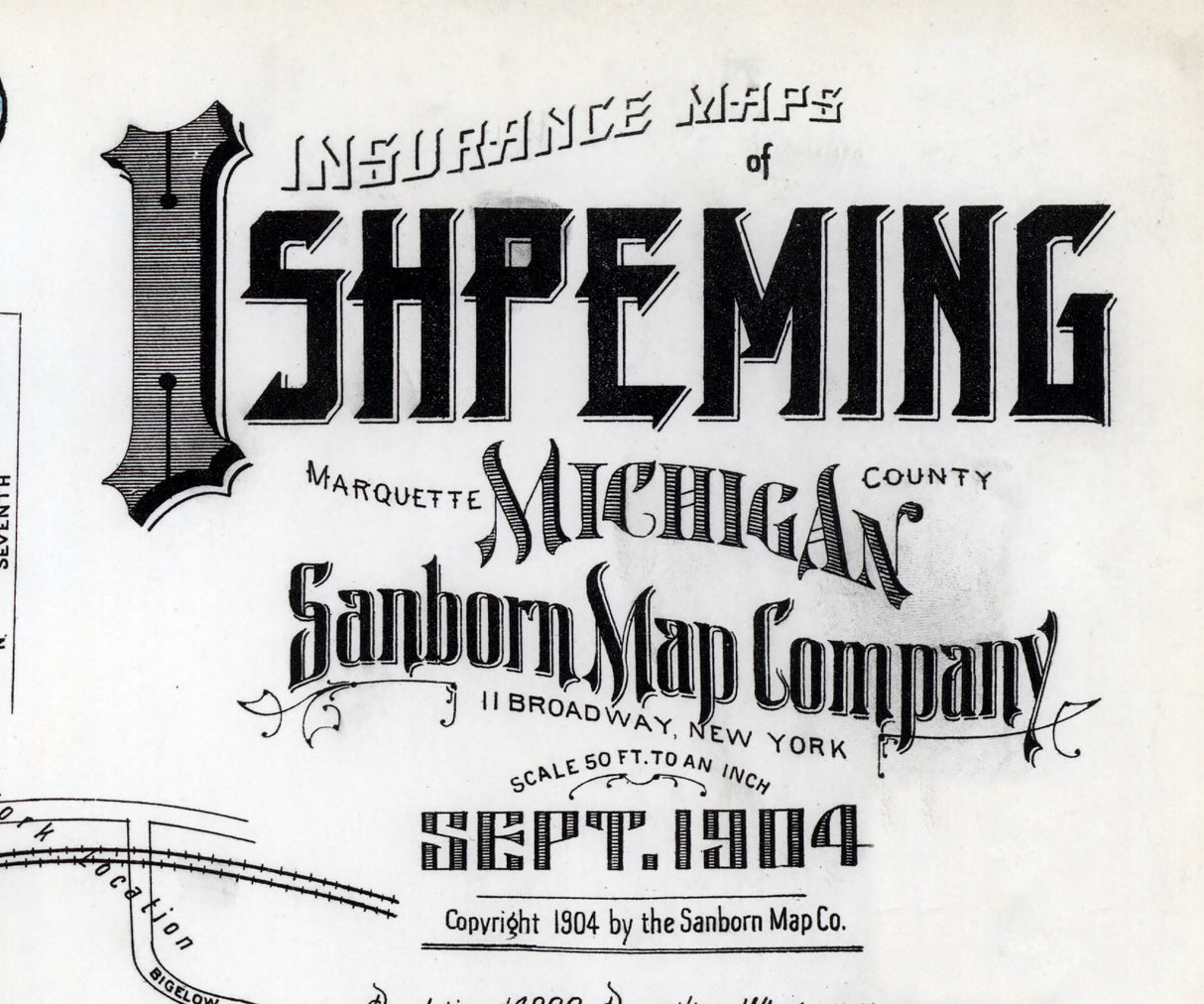 1904 Town Map of Ishpeming Marquette County Michigan